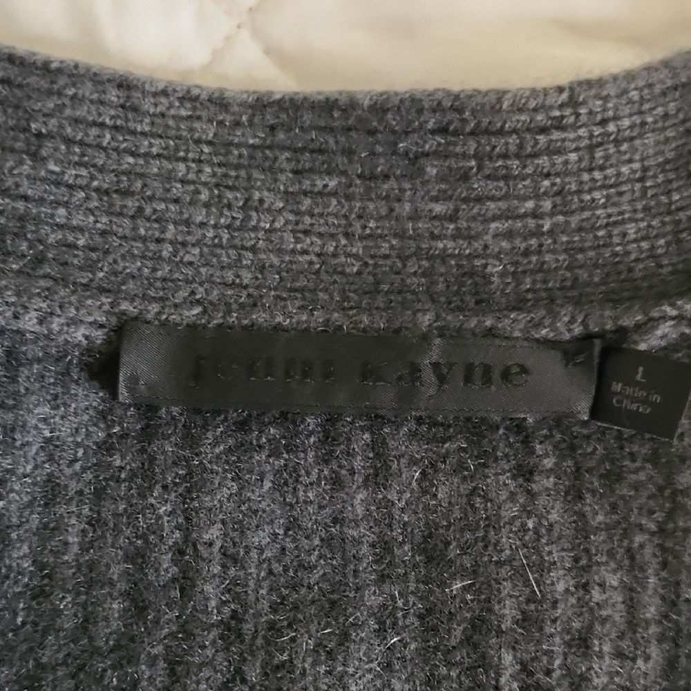 Jenni Kane Dark Gray Cashmere Cardigan Sweater - Picture 5 of 9